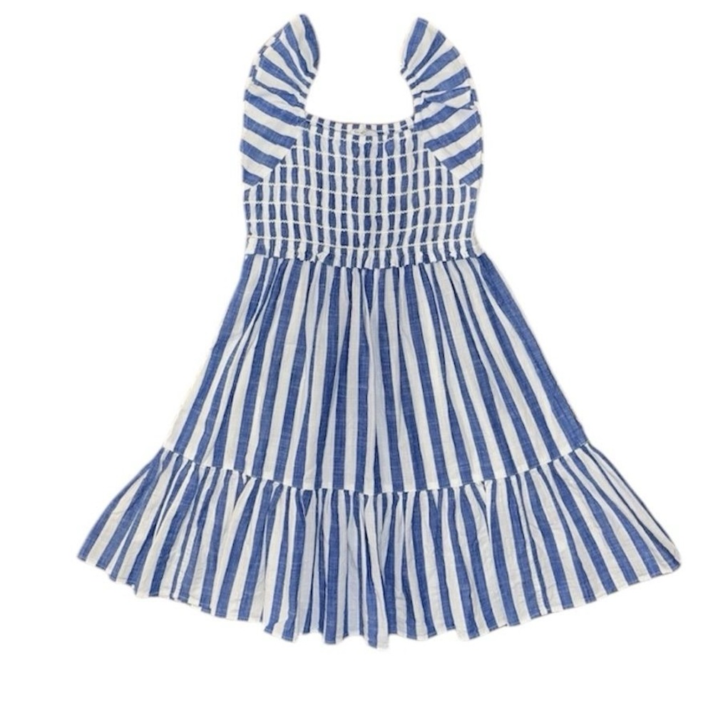 Crewcuts Blue and White Striped Jcrew Girls kids size 12 Ruffle Dress